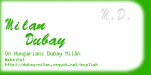 milan dubay business card
